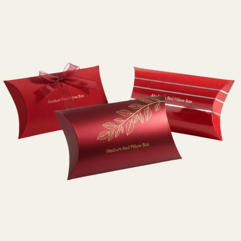 Medium Red Pillow Boxes - Hot Custom Boxes