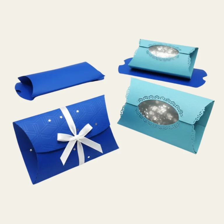 Small Blue Pillow Boxes - Hot Custom Boxes