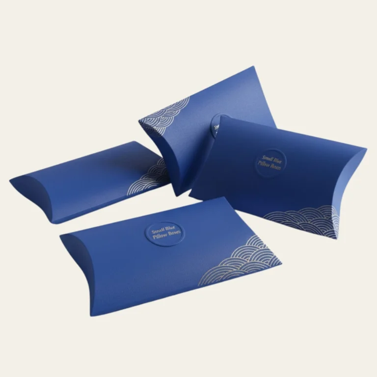 Small Blue Pillow Boxes - Hot Custom Boxes